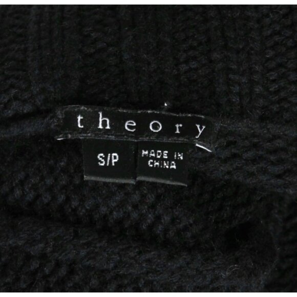 THEORY 100% Cashmere Black Turtleneck Button Long Cardigan Sweater XS/S /327 - Picture 7 of 7